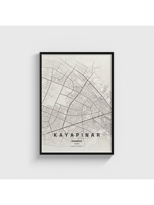 Domirus Diyarbakır Kayapınar Ilçe Haritası Tablo Çerçeveli Poster Duvar Dekorasyonu