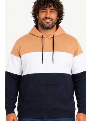 Starbattal Büyük Beden Kapüşonlu 3ip Sweat Mg 25725 Taba