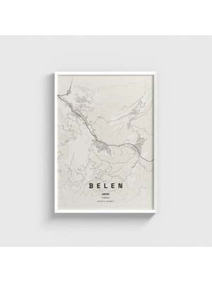 Domirus Hatay Belen Ilçe Haritası Tablo Çerçeveli Poster Duvar Dekorasyonu
