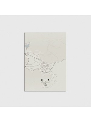 Domirus Muğla Ula Ilçe Haritası Poster Çerçevesiz Duvar Dekorasyonu