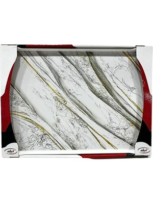 Semel Desenli Dikdörtgen Melan Tepsi