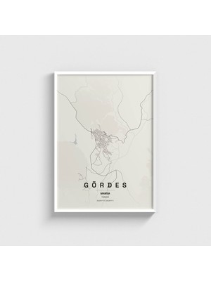 Domirus Manisa Gördes Ilçe Haritası Tablo Çerçeveli Poster Duvar Dekorasyonu