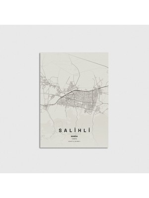 Domirus Manisa Salihli Ilçe Haritası Poster Çerçevesiz Duvar Dekorasyonu