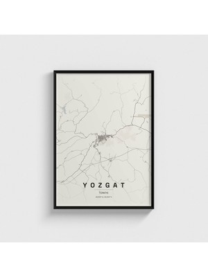 Domirus Yozgat Şehir Haritası Tablo Çerçeveli Poster Duvar Dekorasyonu