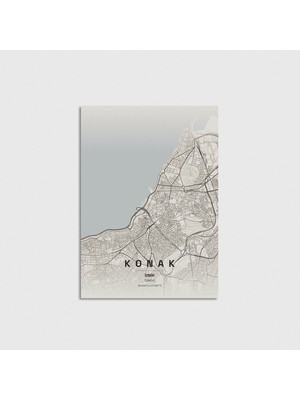 Domirus Izmir Konak Ilçe Haritası Poster Çerçevesiz Duvar Dekorasyonu