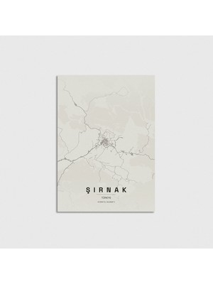 Domirus Şırnak Şehir Haritası Poster Çerçevesiz Duvar Dekorasyonu