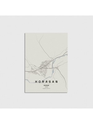 Domirus Erzurum Horasan Ilçe Haritası Poster Çerçevesiz Duvar Dekorasyonu