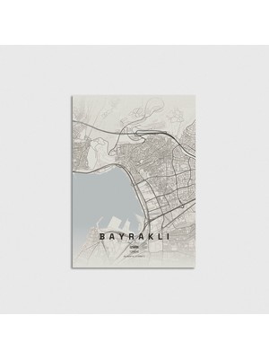 Domirus Izmir Bayraklı Ilçe Haritası Poster Çerçevesiz Duvar Dekorasyonu