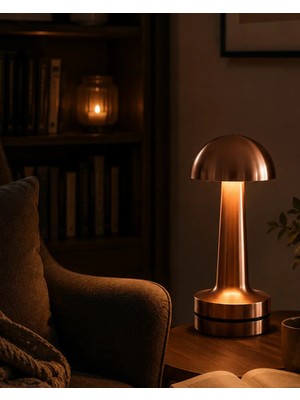 Semel Dokunmatik Mantar Gece Lambası Bronz LED Masa Aydınlatması