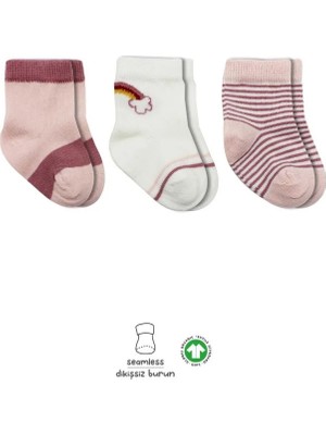 Semel 3'lü Penye Rainbow Soket Çorap BS10113 Pudra