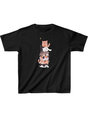 Pileli Store Baskılı T-Shirt - Siyah -