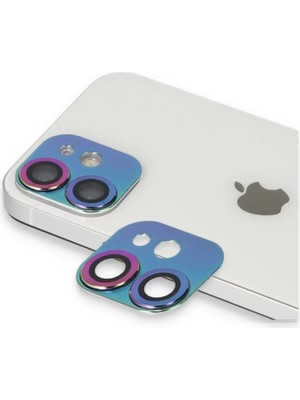 Bezos Apple iPhone 11 Pers Alüminyum Kamera Lens - Rainbow