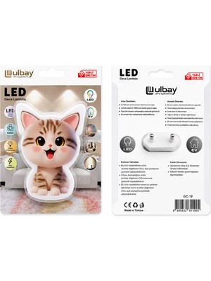 sbodurhome 10 Adet Kedi Ledli Gece Lambası Gc-19 (4887)