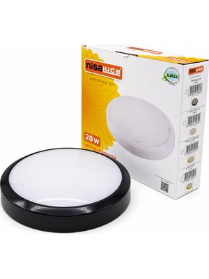 sbodurhome 20W Siyah Metal Kasa Sıva Üstü Yuvarlak Ledli Glop Armatür IP20 6500K - 1800LM E1212/S (4887)