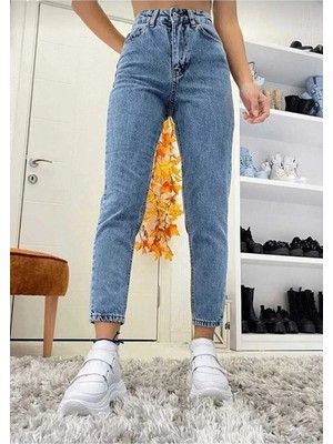 Woddi Çnr Kadın Yüksek Bel Mom Jeans Likralı Esnek Kot Pantolon Yeni Hsn
