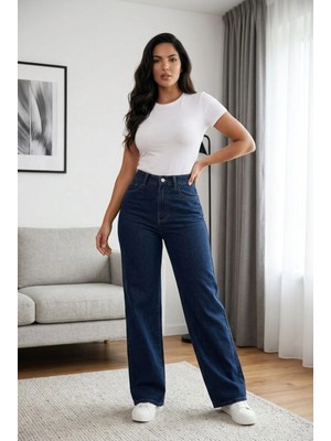 Woddi Zofya Den Kadın Lacivert Salaş Likralı Kot Pantolon Jean New-1