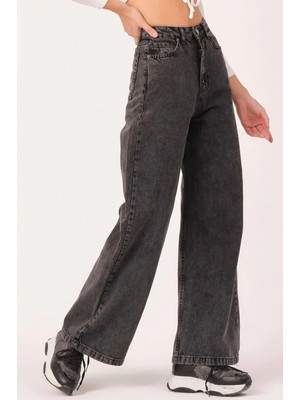 Woddi Çnr Kadın Yüksek Bel Füme Salaş Jeans Likralı Esnek Kot Pantolon Yeni Hsn-1