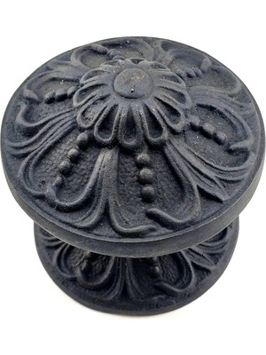 Colezium Antika Tarz Dekoratif Pirinç Çiçekli Kapı Tokmağı - 80 mm Çap, Oksit
