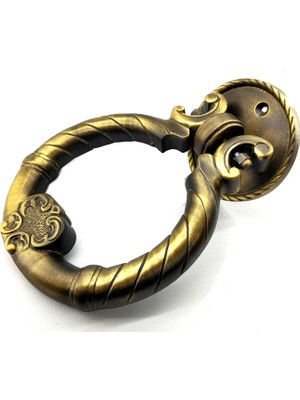 Colezium Antika Tarz Dekoratif Pirinç Saray Kapı Tokmağı, Taktak - 97MM, Antik
