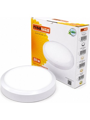 Burada Bulabilirsin 20W Beyaz Metal Kasa Sıva Üstü Yuvarlak Ledli Glop Armatür IP20 6500K - 1800LM E1212/B BX40