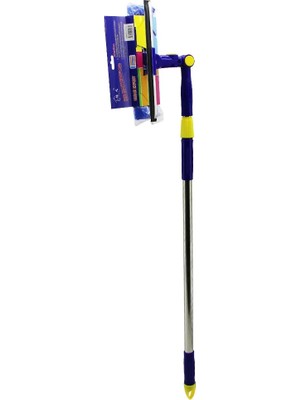 Semel Star Q 2 Başlı=camsil Çekpas - M.fiber Mop=24.5cm 360 Derece Başlık Camsil - Mop Uzayan Metal - Pls.sap= 85-133CM