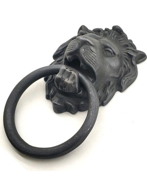 Colezium Antika Tarz Dekoratif Pirinç Aslan Kapı Tokmağı, Taktak - 102X130 Mm, Oksit