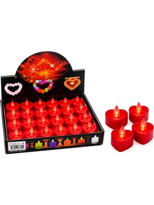 Hobilinka 24 Adet Pilli Kapli - Kırmızı Renkli LED Mum Çap : 4cm Yükseklik : 3.7cm İ10-023 (4887)