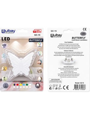 Akıllı Bayi 10 Adet Kelebek LED Gece Lambası Gc-15 Aby