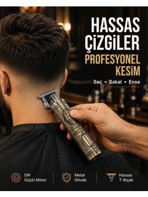 DMC Kompakt Tasarımlı, Güçlü Motorlu Saç Sakal Kesme Makinesi ve 4 Kıluz Tarak - Bayi Depom