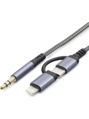 Skygo Type-C + Lightning To 3.5 Mm Ses Kablosu - Siyah GJ-027