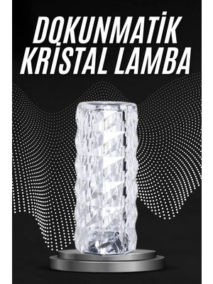 Semel Kristal Lamba Masa Lambası Şarjlı Masa Lambası Dokunmatik Sensör USB Şarjlı
