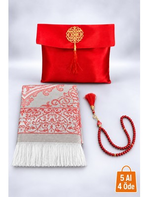 Hig Store 3 Parça Seccade Takımı Çeyizlik Hediyelik Gelin Damat Bohçası Umre Kabe Hac Mevlid Hediyelik Seccade Seti