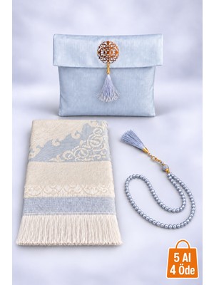 Hig Store 3 Parça Seccade Takımı Çeyizlik Hediyelik Gelin Damat Bohçası Umre Kabe Hac Mevlid Hediyelik Seccade Seti