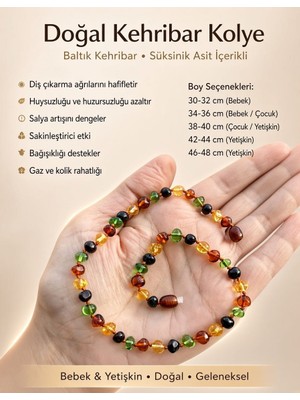 Taşmir Sertifikalı Doğal Damla Kehribar Bebek & Yetişkin Kolye