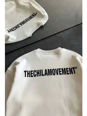 Ayessa Erkek 3 Iplik Pamuklu Kışlık Bisiklet Yaka Oversize Baskılı Sweatshirt - Beyaz Beyaz - S