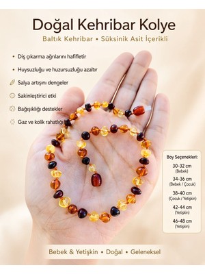 Taşmir Sertifikalı Doğal Kehribar Bebek & Yetişkin Kolyesi
