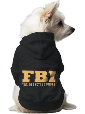 Üstüner Kedi ve Köpek Kıyafeti &amp; Elbisesi Siyah Hoodie Fbı Xs