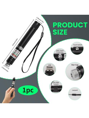 Üstüner USB Öğretim El Feneri Taşınabilir Uzun Mesafe Yeşil Işıklı El Feneri Şarj Edilebilir Küçük Fener Süper Parlak Dış Mekan Kampçılığı Gece Doğa Yürüyüşü Kedi Oyuncakları Öğretmenler Gökbilim Tutkunları
