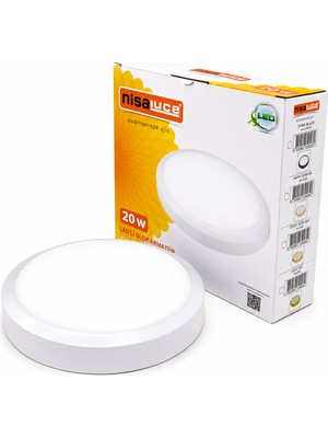 Marsilyan 20W Beyaz Metal Kasa Sıva Üstü Yuvarlak Ledli Glop Armatür IP20 6500K - 1800LM E1212/B (4887)