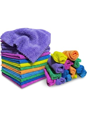 Üstüner Premium 14'lü Çok Amaçlı Mikrofiber Temizlik Bezi Seti - 30X30 cm Süper Emici, Çizmez, Hav Bırakmaz (Mutfak, Oto, Cam ve Genel Ev Temizliği Için)