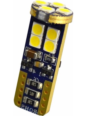 Üstüner 12 Ledli Park Plaka Tavan Ampulü T10 LED Dipsiz W5W Canbus - Beyaz