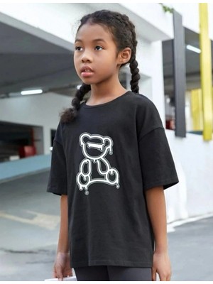 Pileli Store Baskılı T-Shirt - Siyah -
