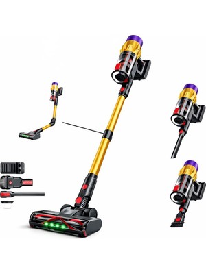 Üstüner 650W Şarjlı Dikey Süpürge 40KPA Güçlü Emiş – Şarjlı Süpürge, Fırçasız Motor, LED Yeşil Lazer Işık, Bükülebilir Mafsal, Görünmeyen Tozlar Için Güçlü Temizlik