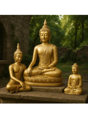 Üstüner Decostonebiga Buda Üçlü Set Altın 22 x 18