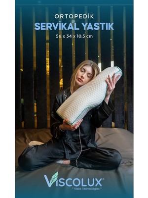 Üstüner Servikal Boyun Destekli Ortopedik Yastık - Boyun Düzleşmesi Visco Yastık Pembe 56X34X10,5, Yeşil