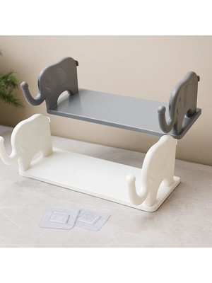 Semel Yapışkanlı Tutacaklı Plastik Etajer 12X31 cm (Beyaz/gri)