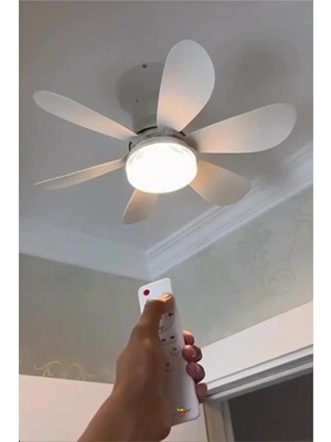 Üstüner Büyük 30W LED Işıklı 52CM Direk Duya Kolay Montajlı Uzaktan Kumandalı Sinek Kovucu Tavan Pervanesi Vantilatörü Aspiratörü