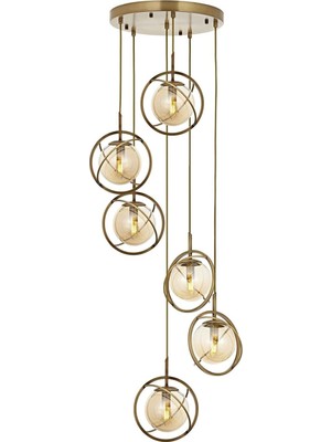 Üstüner AV-60291-6ET Eskitme Kaplama Modern Avize E14 Metal Cam 40CM