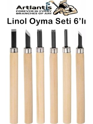 Üstüner Linol Oyma Seti 6 Parça 1 Paket Linol Oyma Kesme Bıçak Seti 6 Bıçaklı Linolyum Baskı Ahşap Saplı