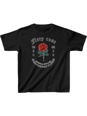 Pileli Store Baskılı T-Shirt - Siyah -